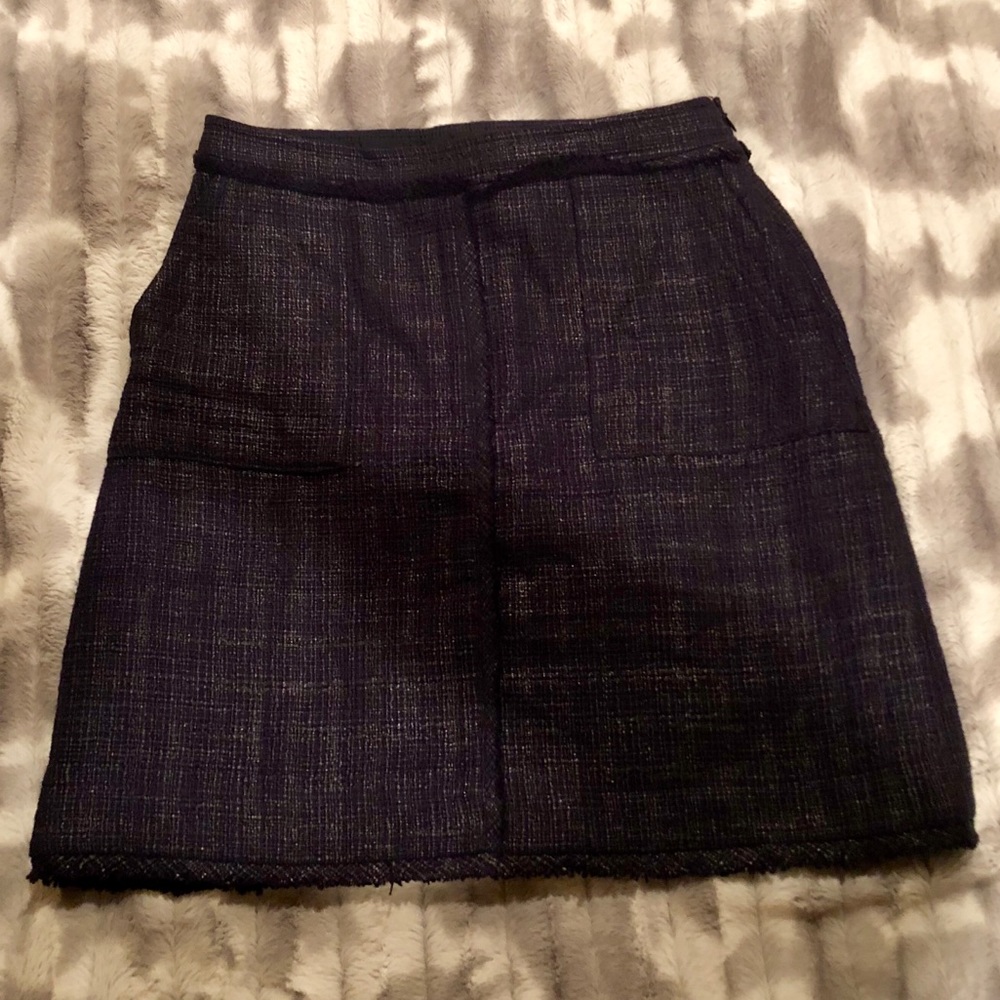 Navy Metallic Pencil Skirt